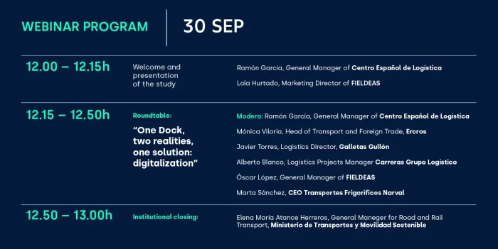 Agenda for the webinar presenting the study on loading and unloading dock management_FIELDEAS Track and Trace