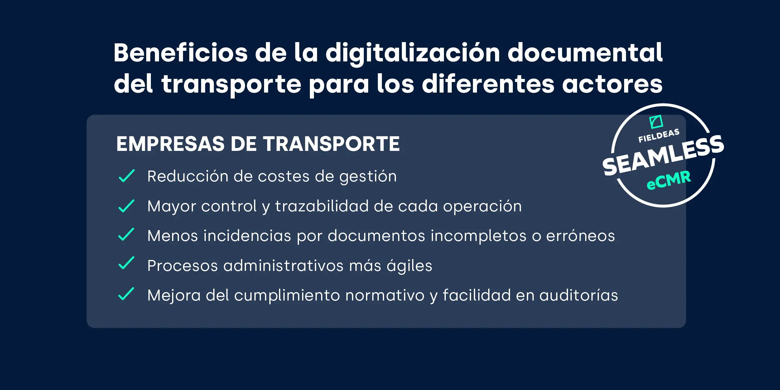 Digitalización documento de control_beneficios empresas de transporte_FIELDEAS Track and Trace_SeamLess eCMR