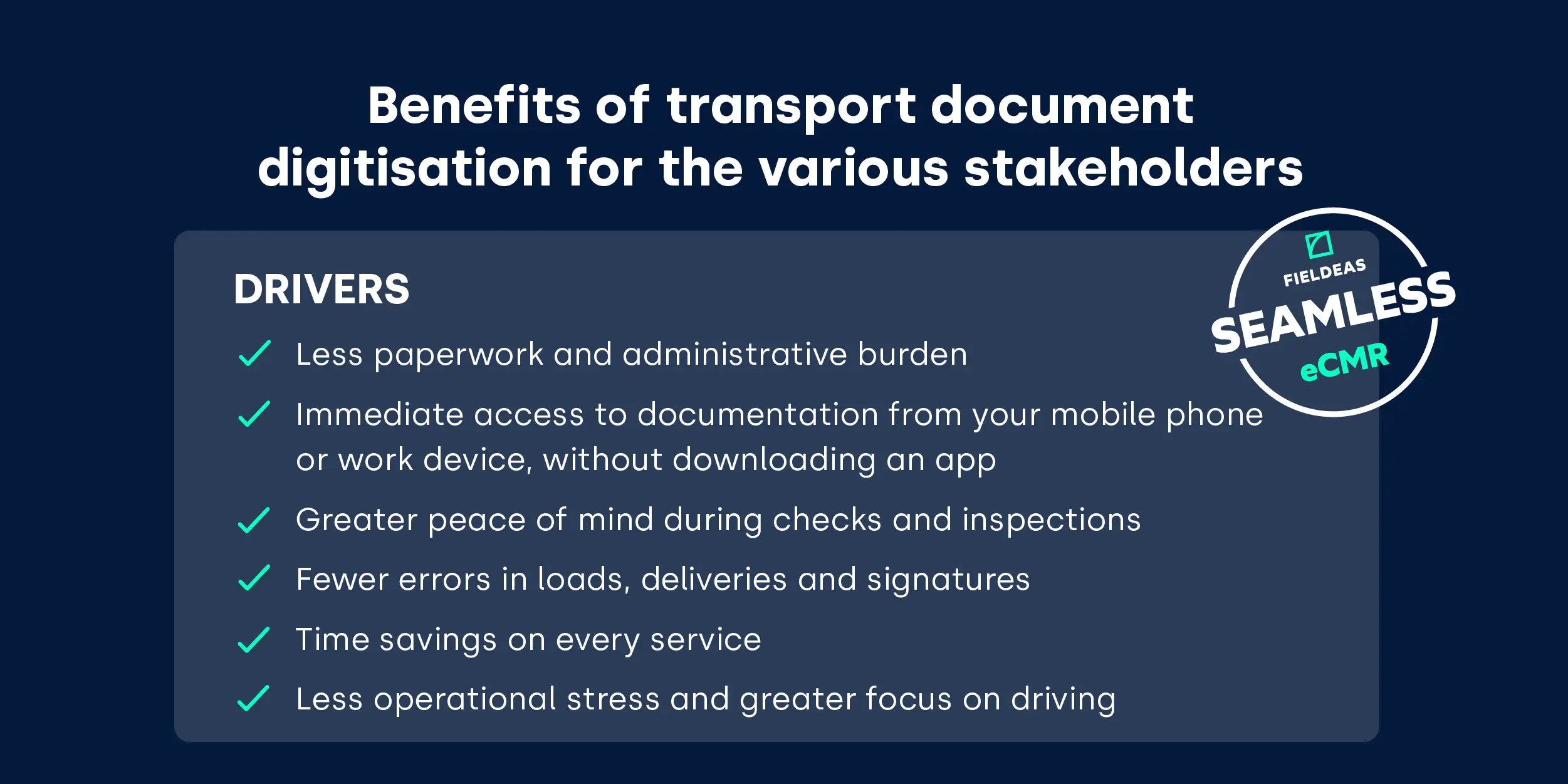 Digitisation of control documents_benefits for drivers_FIELDEAS Track and Trace_SeamLess eCMR