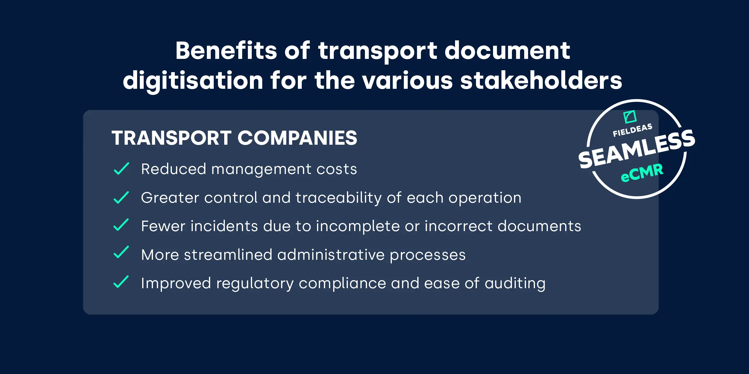 Document digitisation_benefits for transport companies_FIELDEAS Track and Trace_SeamLess eCMR